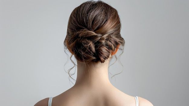 Messy Chignon Ideas That Still Look Elegant 2 graphic hyperrealistic fullsize photo womans back against allwhite background 1110519 6814