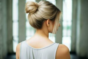 a beautiful bride with a bun hairstyles for long hair look from back a female hairstyle rear vie 1
