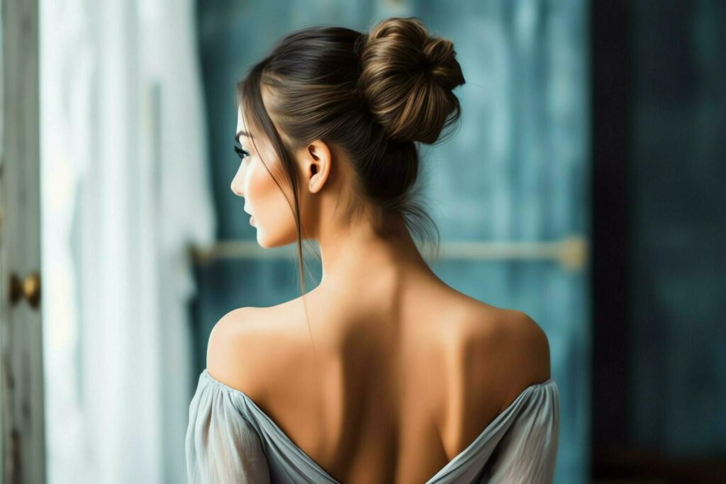 Why the Chignon Will Always Be the Queen of Elegant Hairstyles 2 a beautiful bride with a bun hairstyles for long hair look from back a female hairstyle rear vie