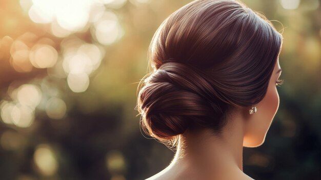 Chignon Hairstyles That Make You Look Instantly Elegant 2 closeup woman with stunning classic chignon hairstyle featuring neatly arranged hair refined ele 1