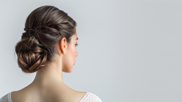 Top 10 Chignon Hairstyles You Must Try in 2026 2 graphic hyperrealistic fullsize photo womans back against allwhite background 1110519 7005